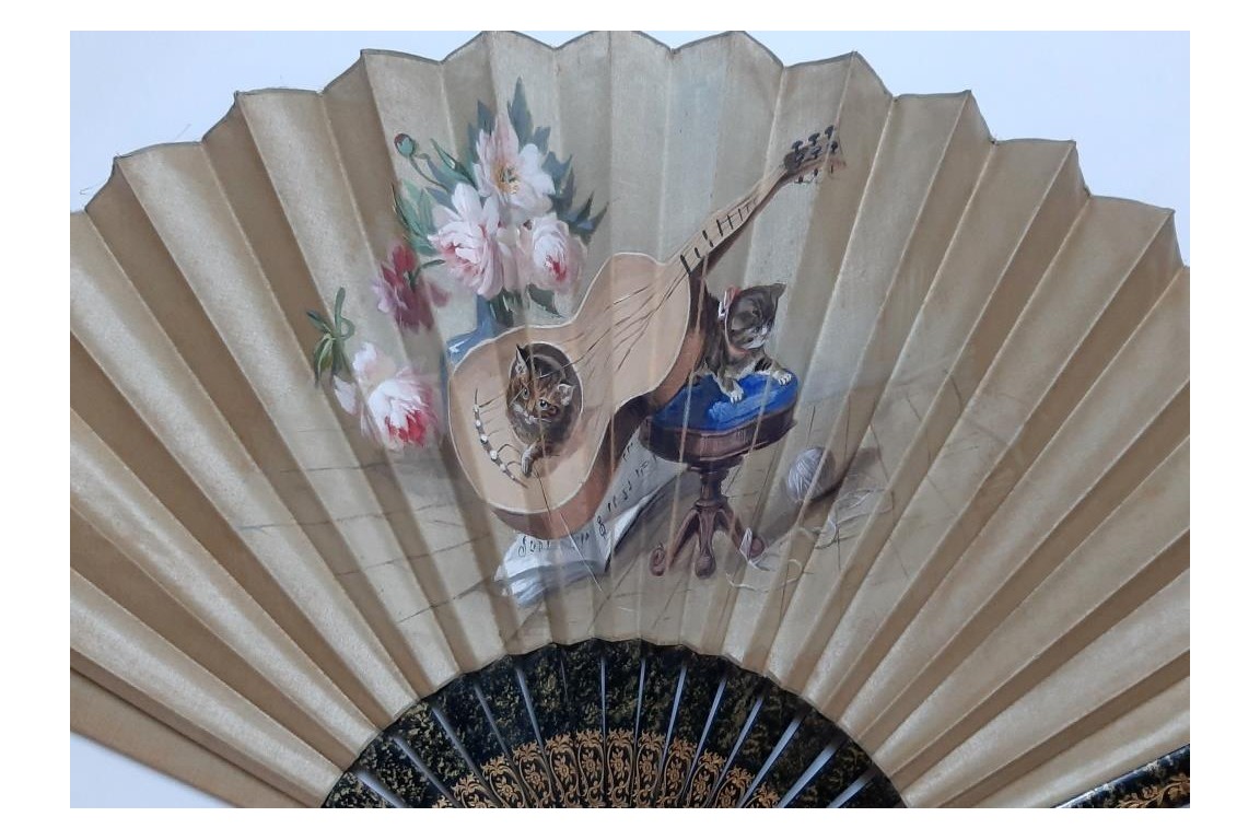 Musician cats, late 19th century fan
