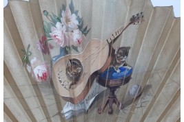 Musician cats, late 19th century fan