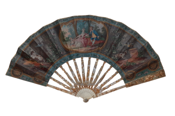 The dog, symbol of faithful love. 19th century pastiche fan