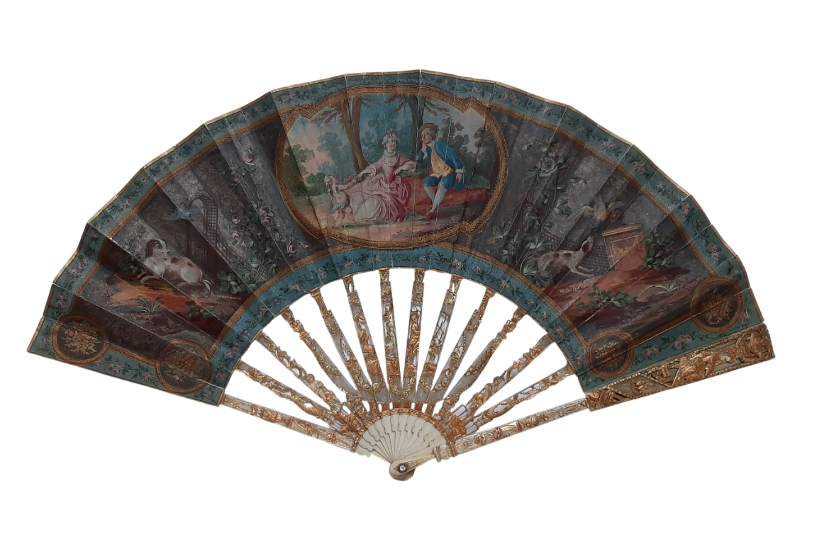 The dog, symbol of faithful love. 19th century pastiche fan