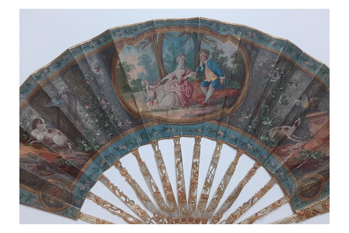 The dog, symbol of faithful love. 19th century pastiche fan