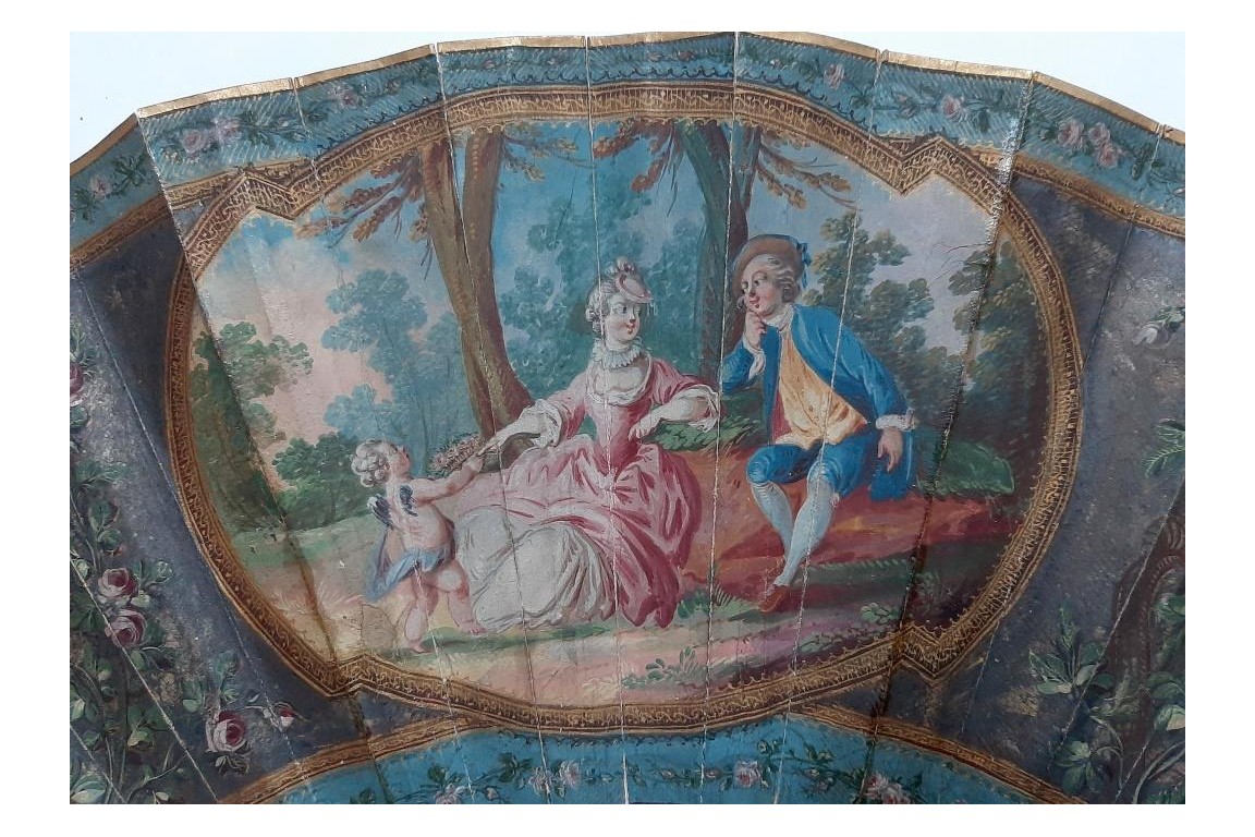 The dog, symbol of faithful love. 19th century pastiche fan