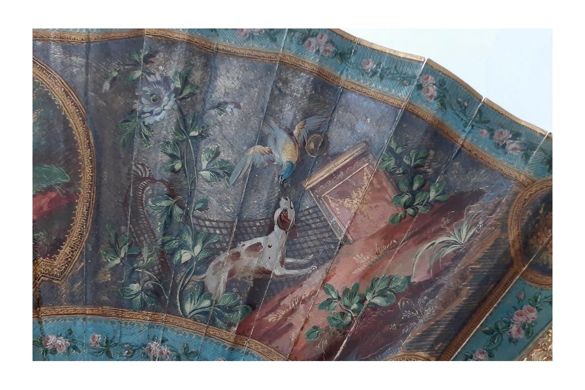 The dog, symbol of faithful love. 19th century pastiche fan