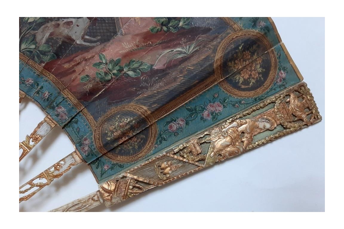 The dog, symbol of faithful love. 19th century pastiche fan