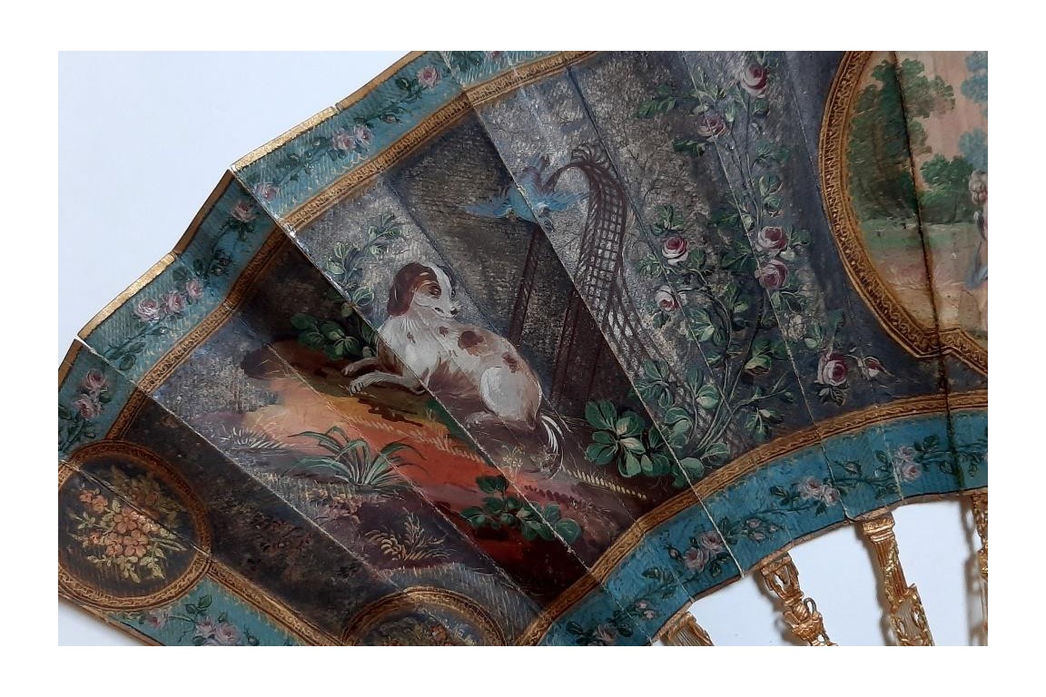The dog, symbol of faithful love. 19th century pastiche fan