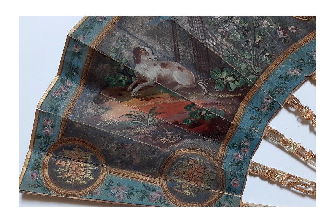 The dog, symbol of faithful love. 19th century pastiche fan