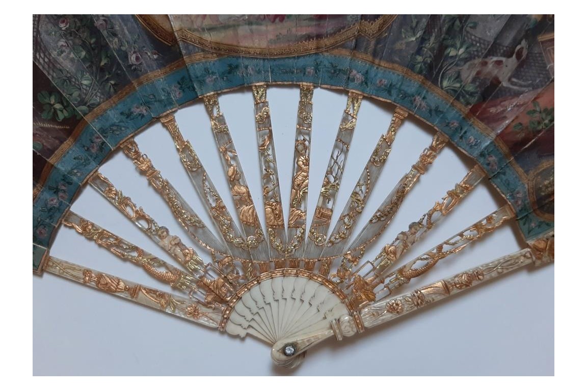 The dog, symbol of faithful love. 19th century pastiche fan