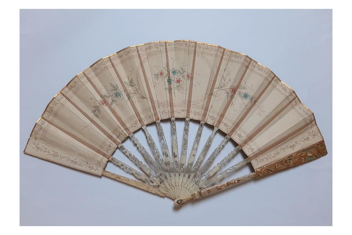 The dog, symbol of faithful love. 19th century pastiche fan