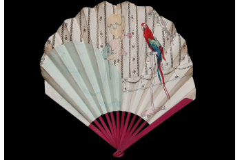 Marquise with parrot, Savoy Hotel advertising fan circa 1910-20
