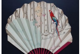 Marquise with parrot, Savoy Hotel advertising fan circa 1910-20