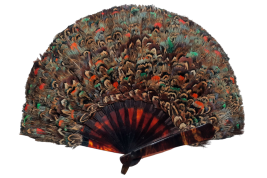 Petite marqueterie de plumes, éventail début XXème siècle