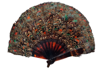 Petite marqueterie de plumes, éventail début XXème siècle