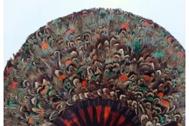 Small feather marquetry fan, early 20th century