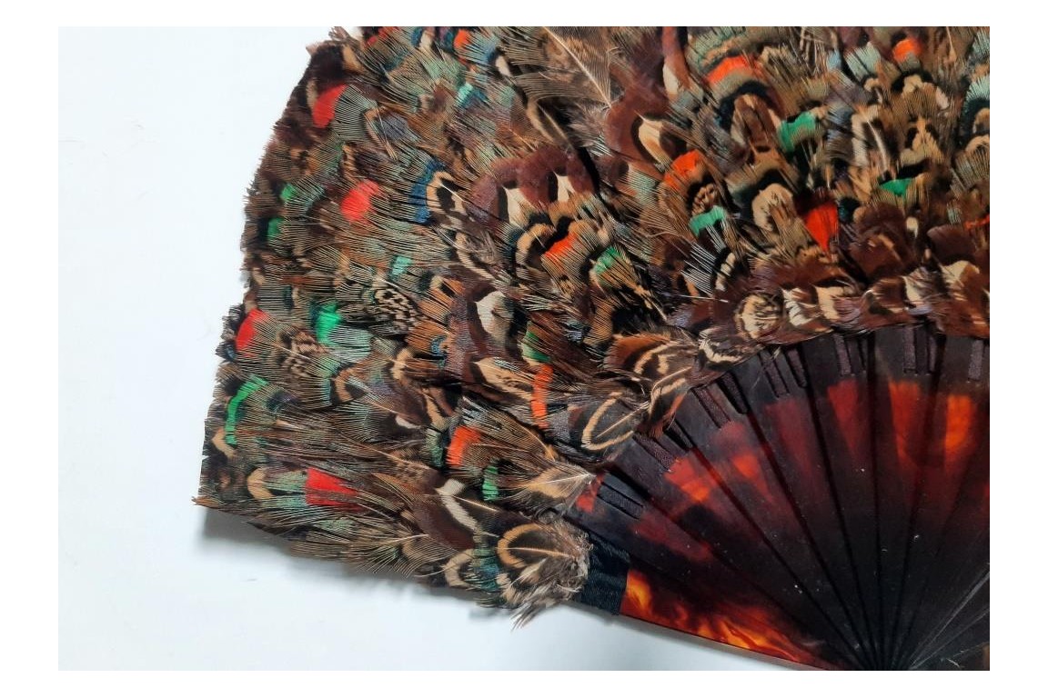 Small feather marquetry fan, early 20th century
