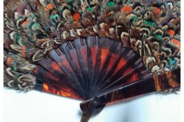 Small feather marquetry fan, early 20th century