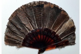 Small feather marquetry fan, early 20th century