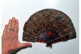 Small feather marquetry fan, early 20th century