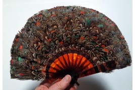 Small feather marquetry fan, early 20th century
