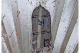 L'oiseau et Arlequin, éventail domino de Dubois-Souci vers 1880-90