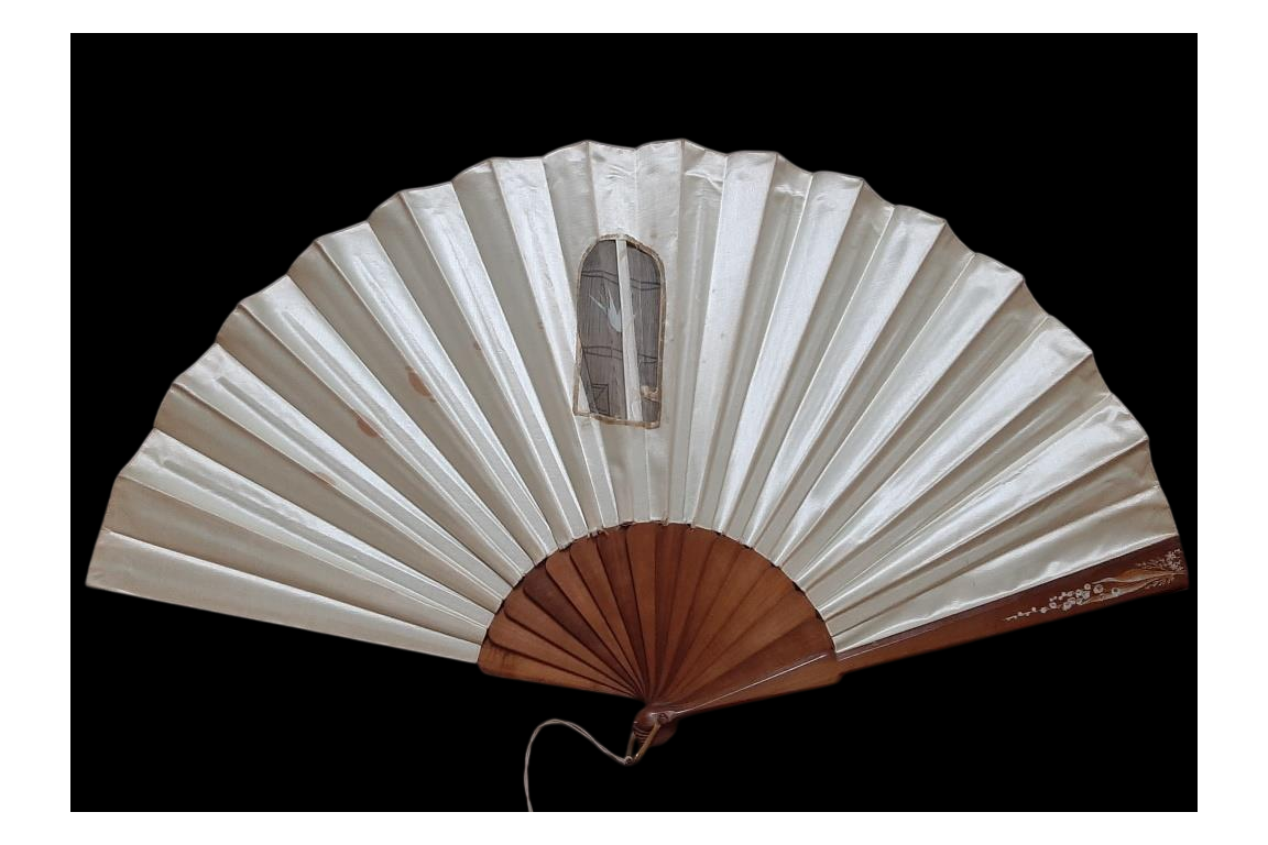 L'oiseau et Arlequin, éventail domino de Dubois-Souci vers 1880-90