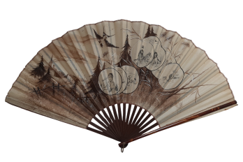 The pleasures of vacationing, late 19th century fan by Dubois-Souci