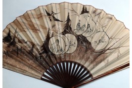 The pleasures of vacationing, late 19th century fan by Dubois-Souci