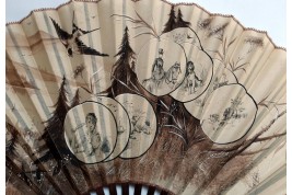 Les plaisirs de la villégiature, éventail de Dubois-Souci fin XIXème siècle