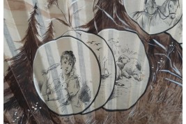 Les plaisirs de la villégiature, éventail de Dubois-Souci fin XIXème siècle