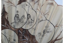 Les plaisirs de la villégiature, éventail de Dubois-Souci fin XIXème siècle