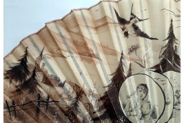Les plaisirs de la villégiature, éventail de Dubois-Souci fin XIXème siècle