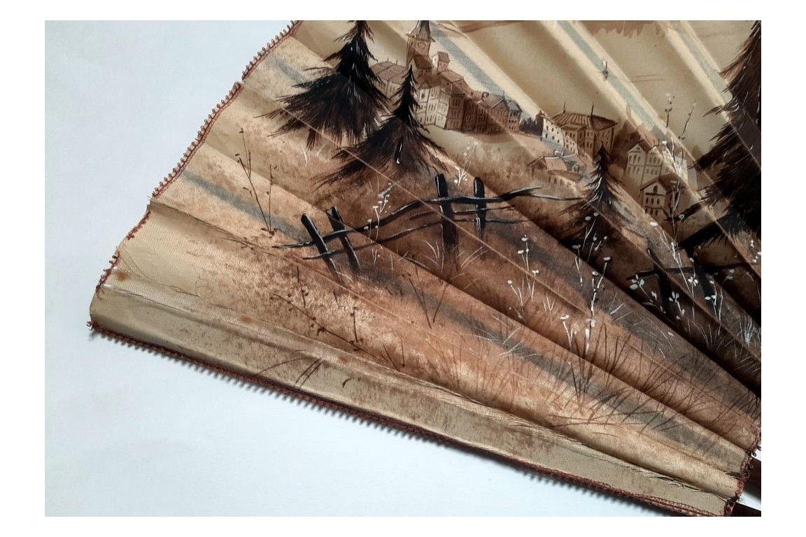 The pleasures of vacationing, late 19th century fan by Dubois-Souci