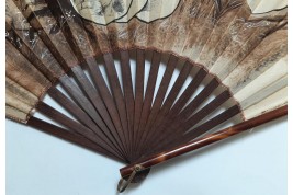 The pleasures of vacationing, late 19th century fan by Dubois-Souci