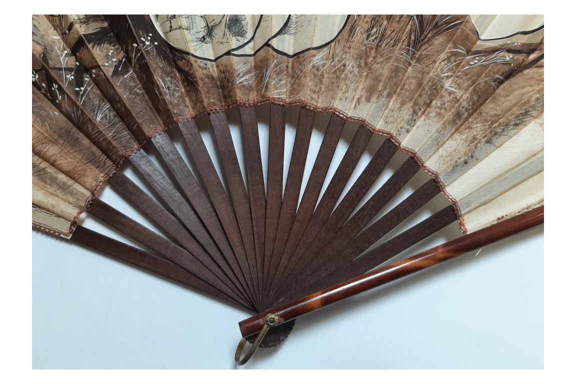 The pleasures of vacationing, late 19th century fan by Dubois-Souci