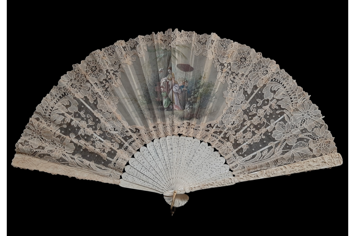 Chinese bird, late 19th century fan