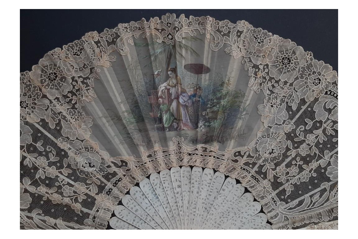 Chinese bird, late 19th century fan