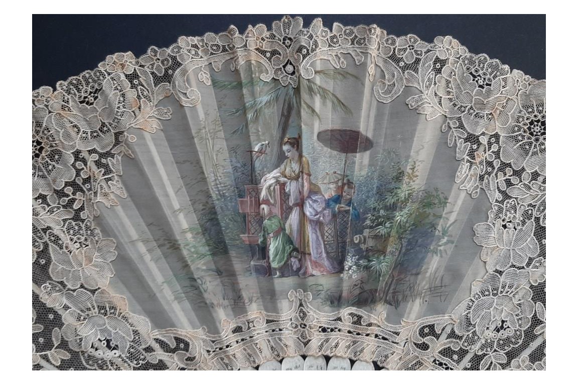 Chinese bird, late 19th century fan