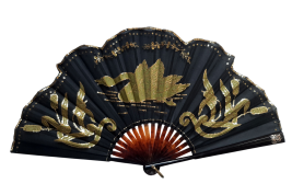 Cygne vert, éventail Art Nouveau