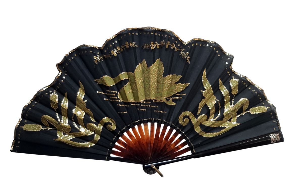 Green swan, Art Nouveau fan