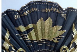 Cygne vert, éventail Art Nouveau