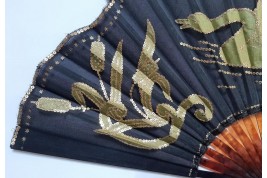 Cygne vert, éventail Art Nouveau