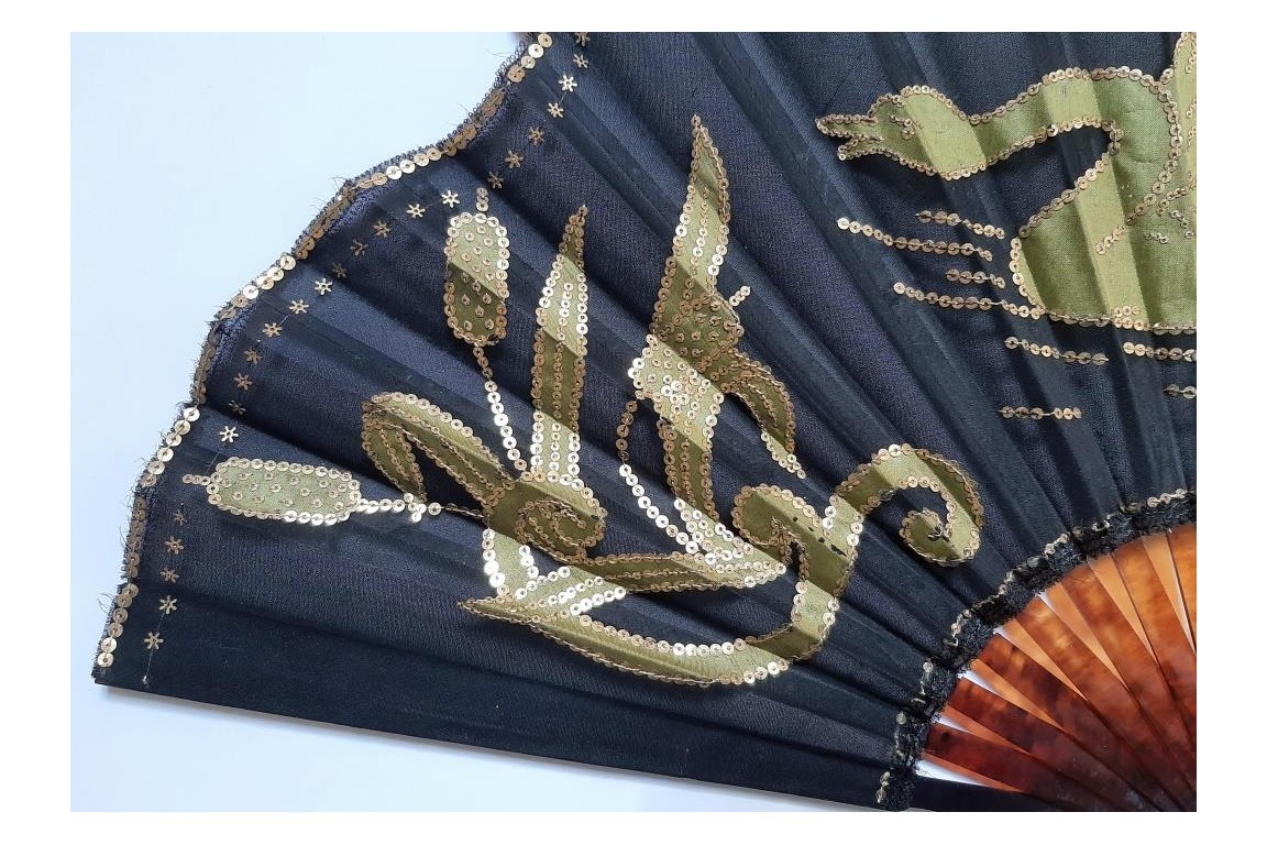 Green swan, Art Nouveau fan