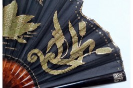 Cygne vert, éventail Art Nouveau