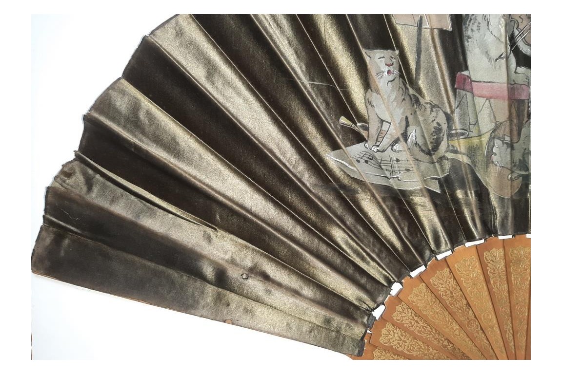 Musician cats, late 19th century fan
