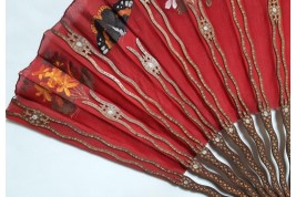 Red butterflies by Dailliard, late 19th century fan