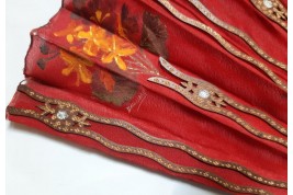 Red butterflies by Dailliard, late 19th century fan