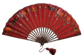 Red butterflies by Dailliard, late 19th century fan