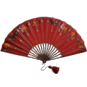 Red butterflies by Dailliard, late 19th century fan