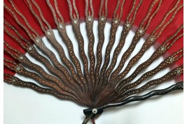 Red butterflies by Dailliard, late 19th century fan