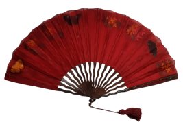 Red butterflies by Dailliard, late 19th century fan