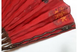 Red butterflies by Dailliard, late 19th century fan